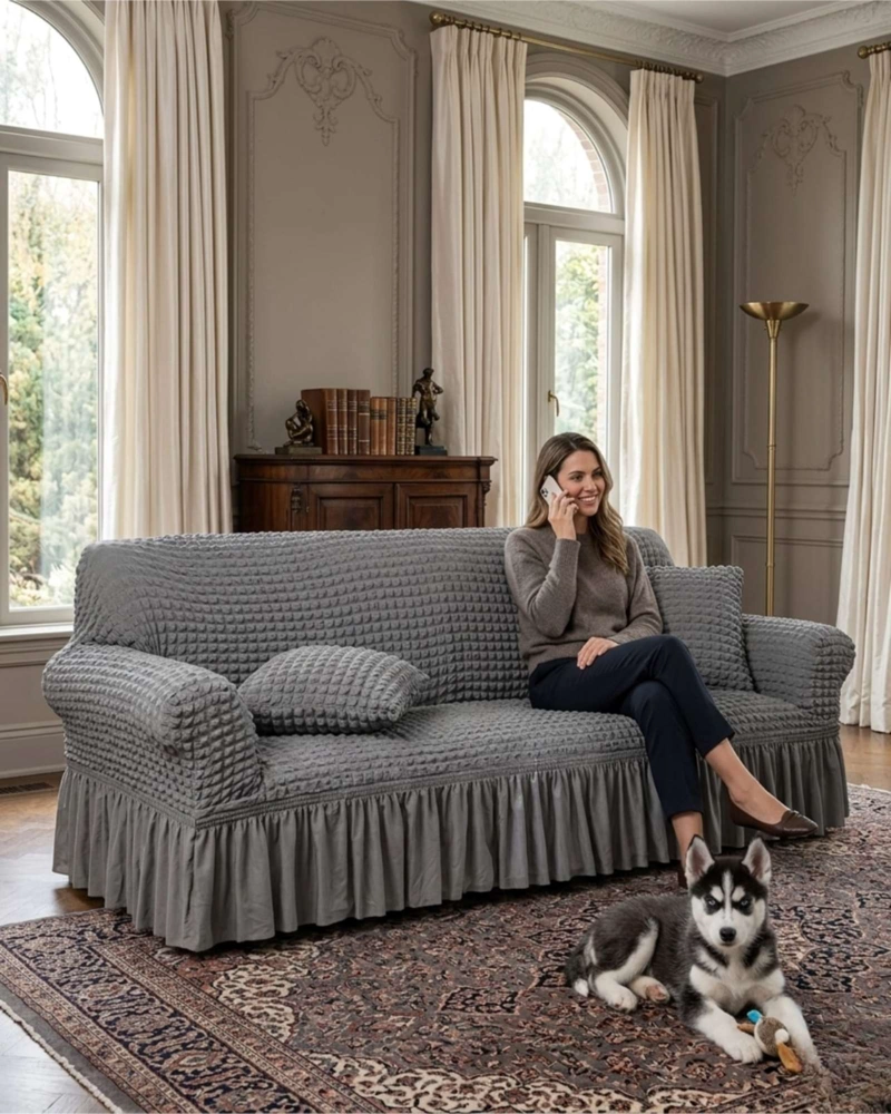 PROTECTOR DE SILLON TURCO 2 CUERPOS DISEÑO ELEGANTE - 2