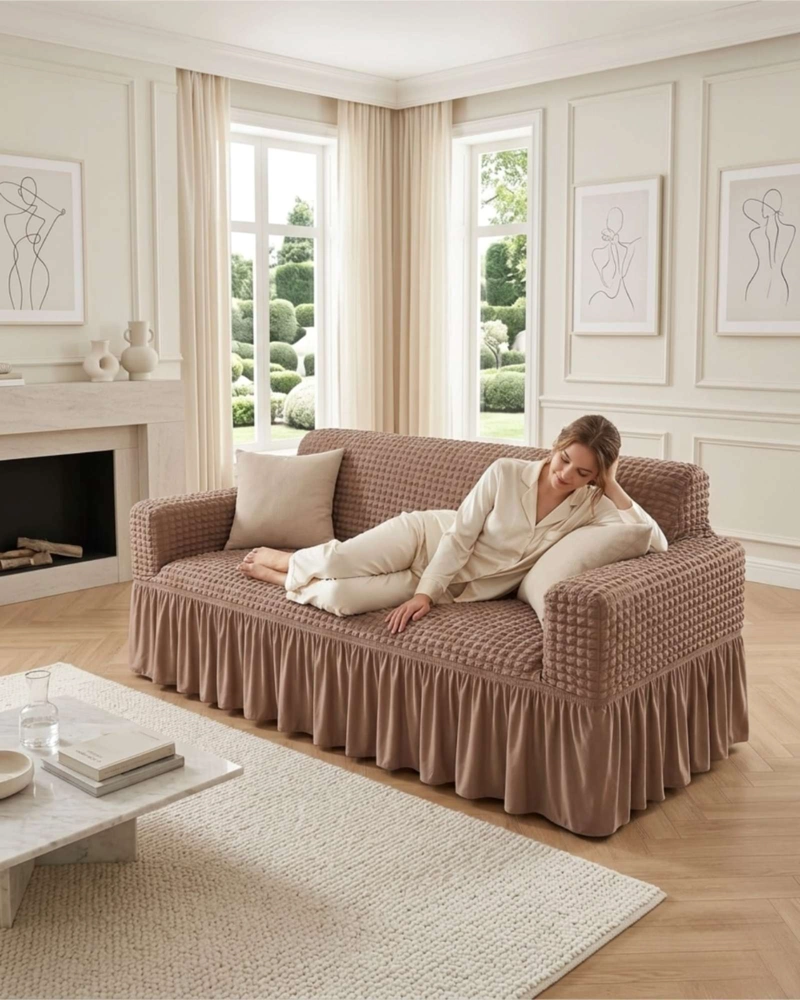PROTECTOR DE SILLON TURCO 3 CUERPOS DISEÑO ELEGANTE - 4