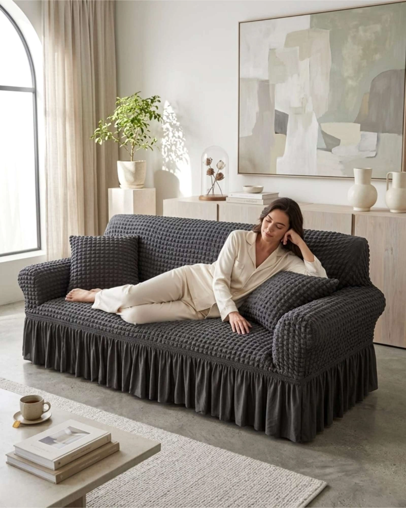 PROTECTOR DE SILLON TURCO 3 CUERPOS DISEÑO ELEGANTE - 3