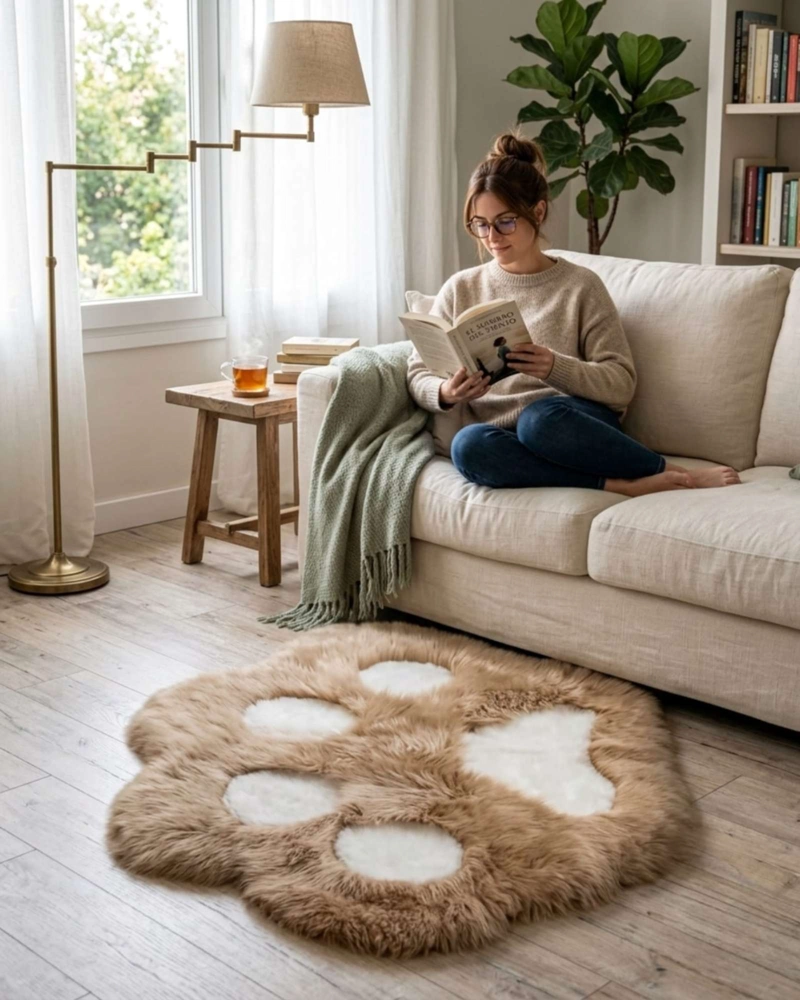 ALFOMBRA DECORATIVA FORMA PATA GATO SUAVE 70X80CM - 7