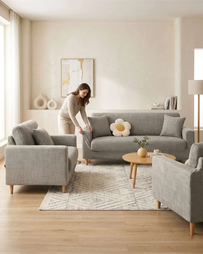 SET CUBRE SILLON 3+1+1 PROTECTOR DE TELA REFORZADA - LAVABLE Y RESISTENTE - 2