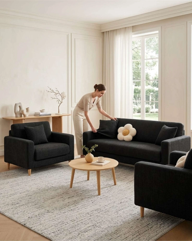 SET CUBRE SILLON 3+1+1 PROTECTOR DE TELA REFORZADA - LAVABLE Y RESISTENTE - 1