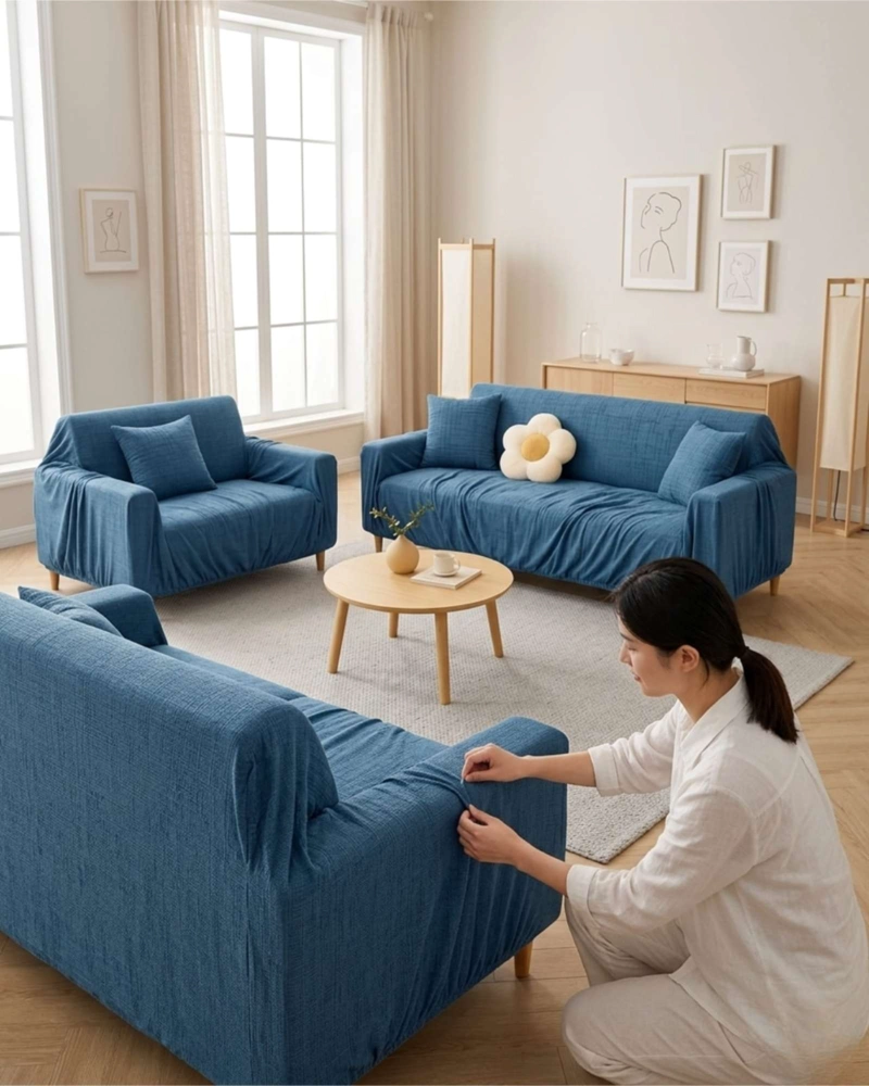 SET CUBRE SILLON 3+1+1 PROTECTOR DE TELA REFORZADA - LAVABLE Y RESISTENTE - 2