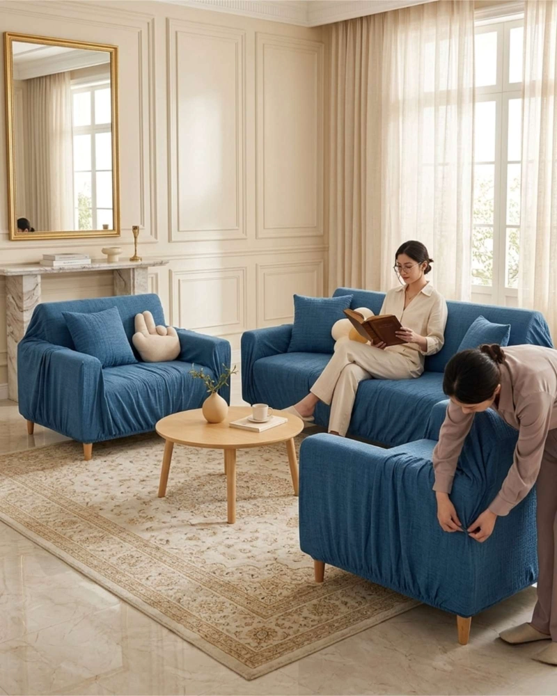 SET CUBRE SILLON 3+1+1 PROTECTOR DE TELA REFORZADA - LAVABLE Y RESISTENTE - 4
