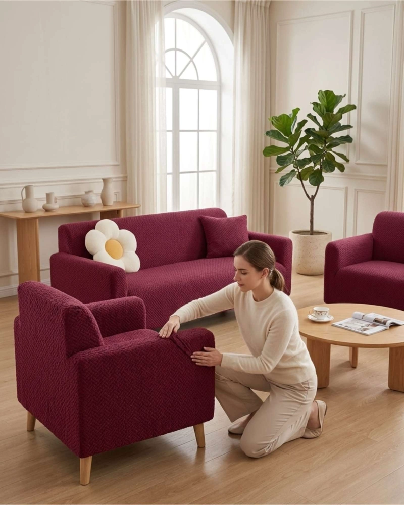 JUEGO DE CUBRE SILLON 3+1+1 TEXTURIZADO PREMIUM - AJUSTE PERFECTO - 3