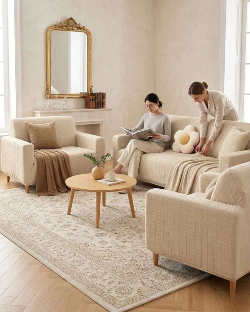 SET CUBRE SILLON 3+1+1 PROTECTOR DE TELA REFORZADA - LAVABLE Y RESISTENTE - 4