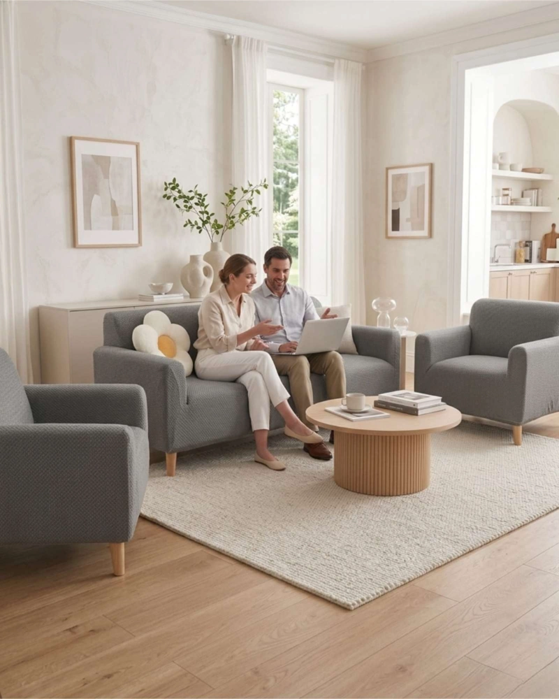 JUEGO DE CUBRE SILLON 3+1+1 TEXTURIZADO PREMIUM - AJUSTE PERFECTO - 1