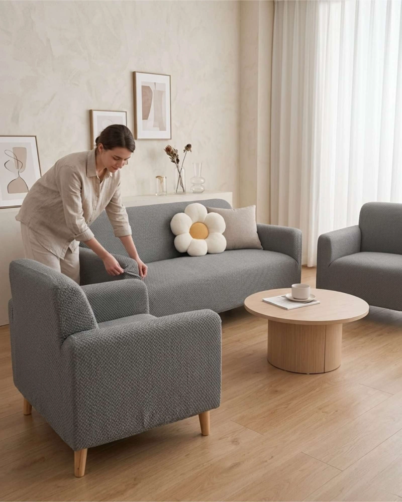 JUEGO DE CUBRE SILLON 3+1+1 TEXTURIZADO PREMIUM - AJUSTE PERFECTO - 3