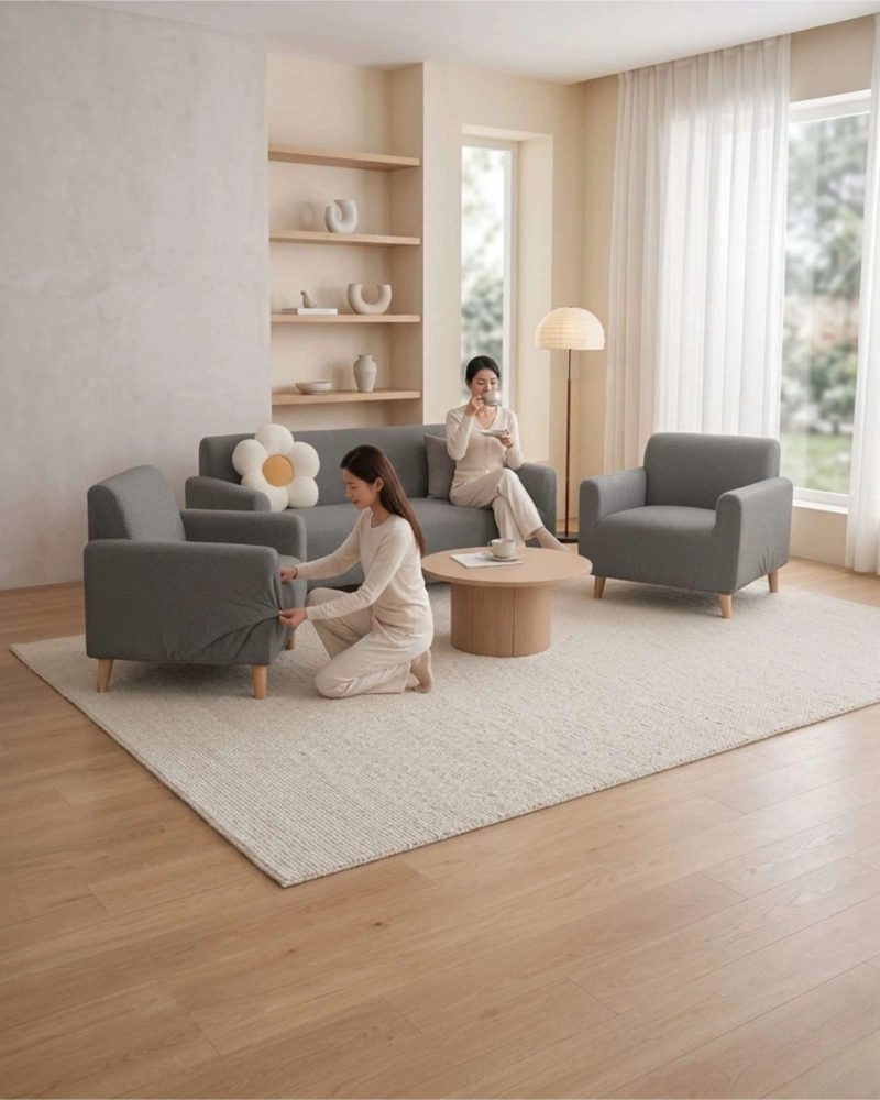 JUEGO DE CUBRE SILLON 3+1+1 TEXTURIZADO PREMIUM - AJUSTE PERFECTO - 4