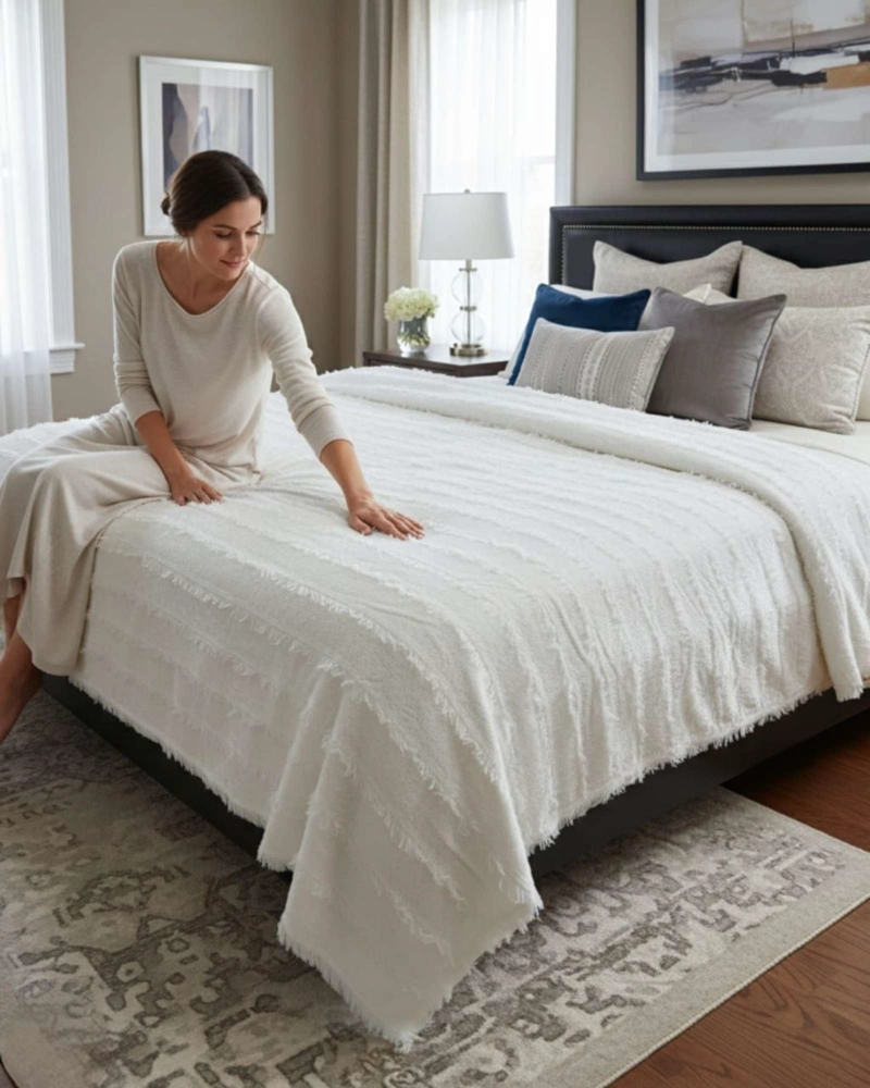 FRAZADA SOFT PREMIUM ESTILO BOHO NORDICO 2 PLAZAS EXTRA SUAVE Y LIVIANA - 2