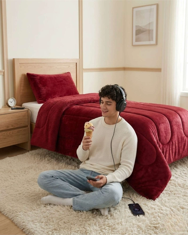 CUBRECAMA DE PLUSH CON CHIPORRO DISEÑO ONDAS 1,5 PLAZAS - 4