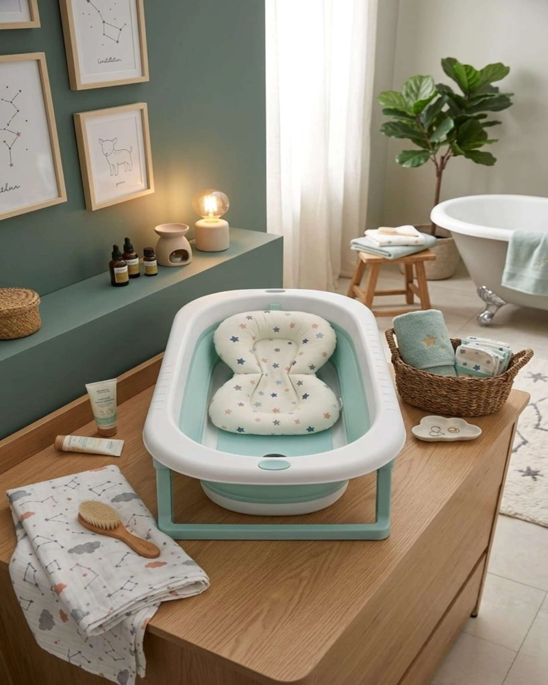 BAÑERA PLEGABLE PREMIUM TERMOMETRO DIGITAL + COJIN ERGONOMICO ANTIDESLIZANTE - 1