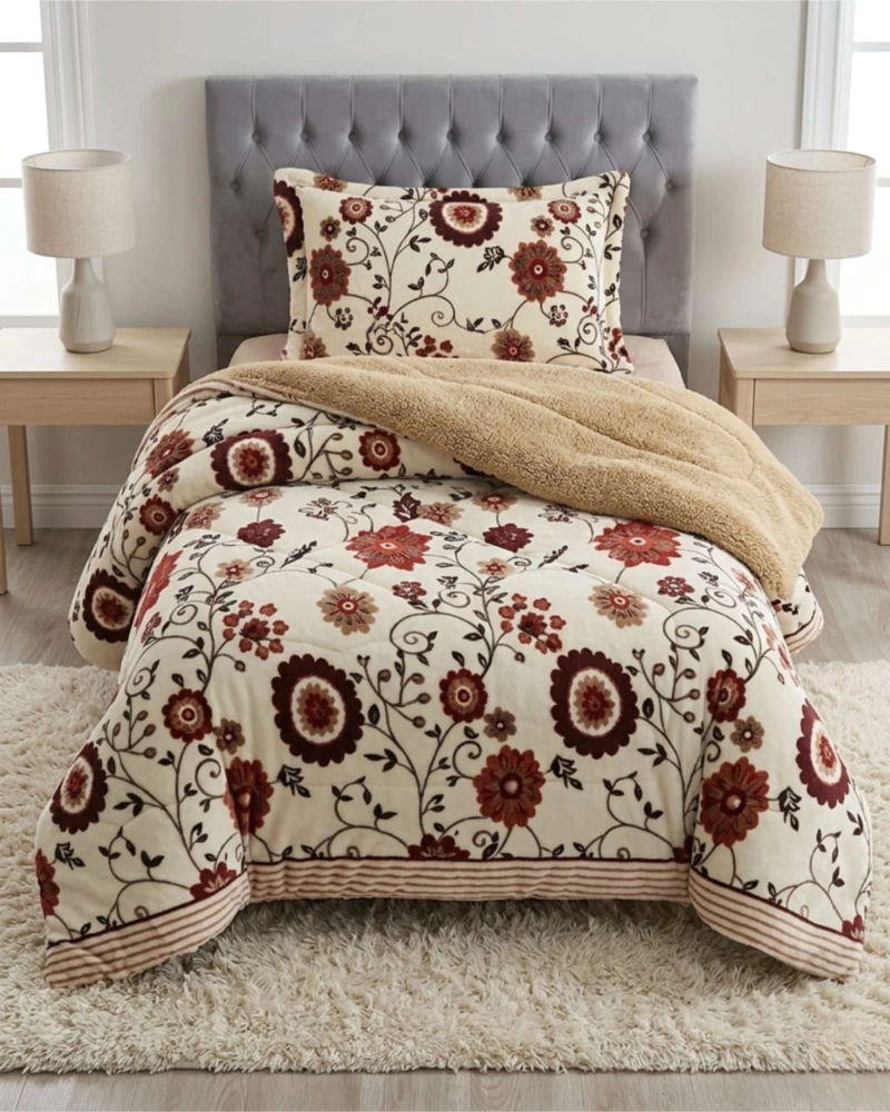 CUBRECAMA PLUSH CON CHIPORRO PLAZA Y MEDIA DISEÑO PREMIUM - 1