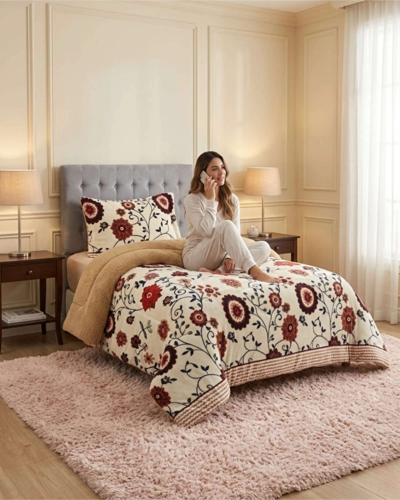 CUBRECAMA PLUSH CON CHIPORRO PLAZA Y MEDIA DISEÑO PREMIUM - 3