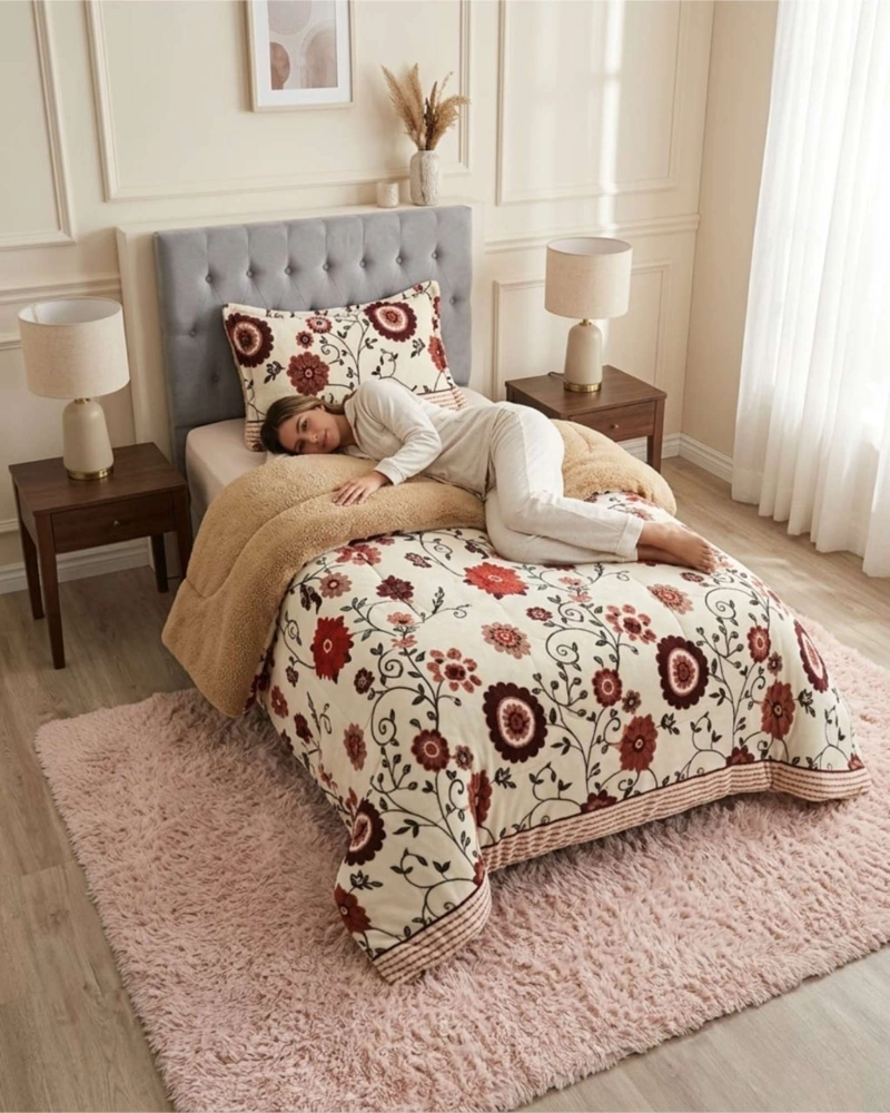 CUBRECAMA PLUSH CON CHIPORRO PLAZA Y MEDIA DISEÑO PREMIUM - 4