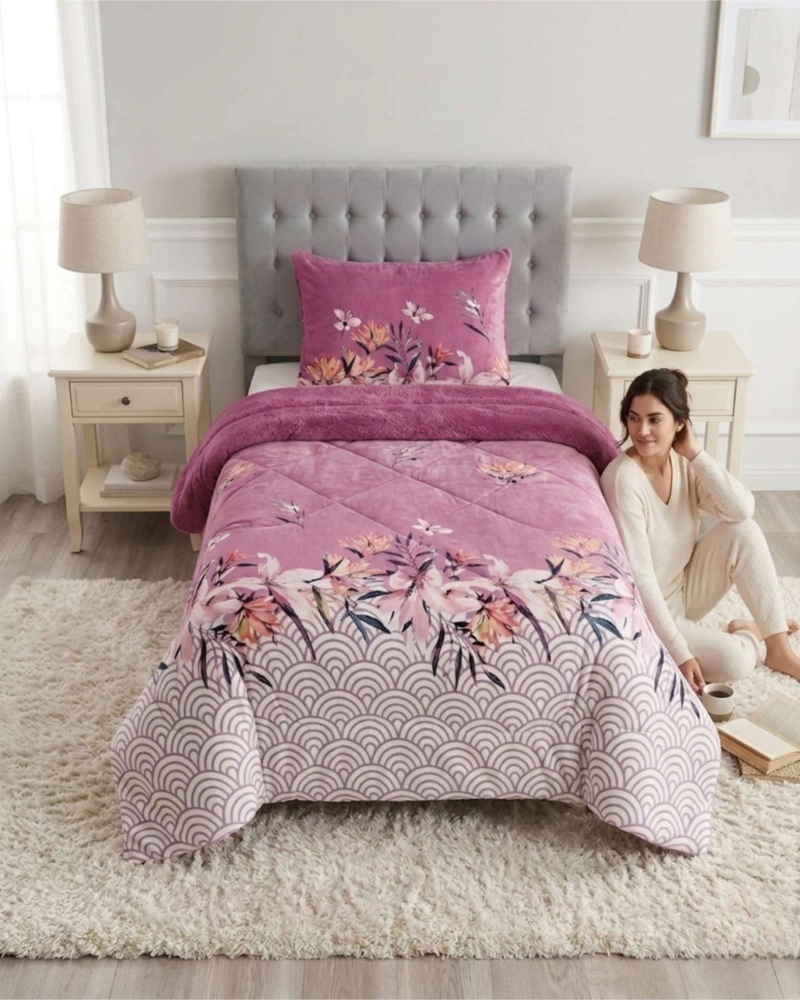 CUBRECAMA PLUSH CON CHIPORRO PLAZA Y MEDIA DISEÑO PREMIUM - 2