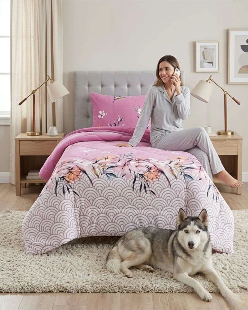 CUBRECAMA PLUSH CON CHIPORRO PLAZA Y MEDIA DISEÑO PREMIUM - 3