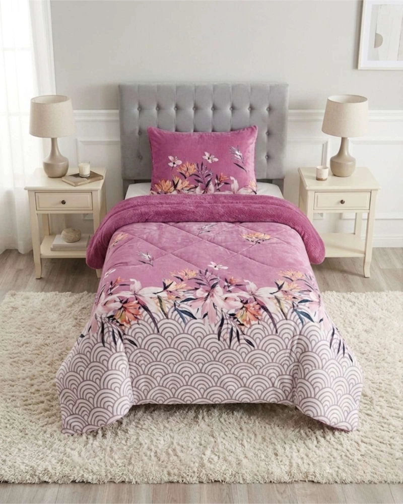 CUBRECAMA PLUSH CON CHIPORRO PLAZA Y MEDIA DISEÑO PREMIUM - 5