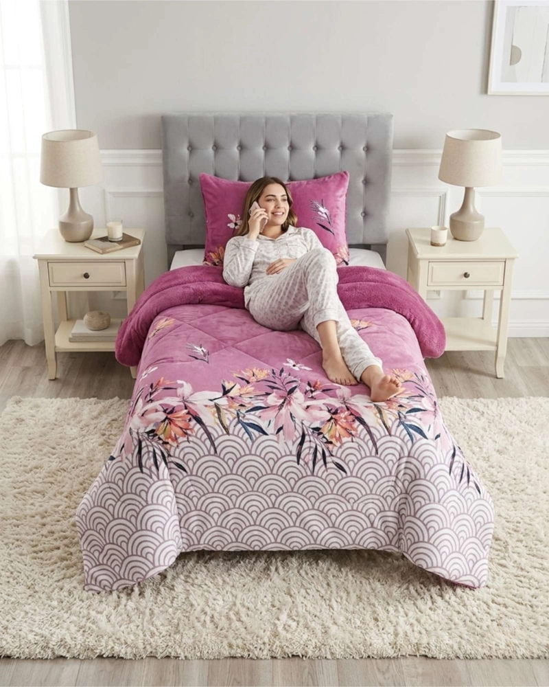 CUBRECAMA PLUSH CON CHIPORRO PLAZA Y MEDIA DISEÑO PREMIUM - 6