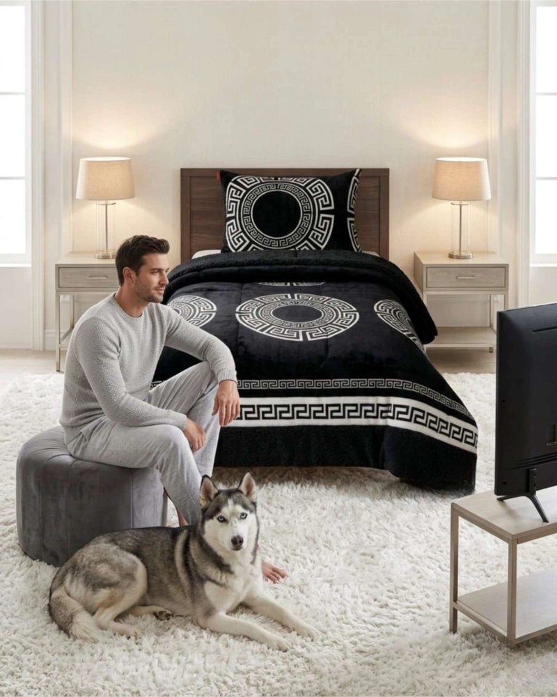 CUBRECAMA PLUSH CON CHIPORRO PLAZA Y MEDIA DISEÑO PREMIUM - 3