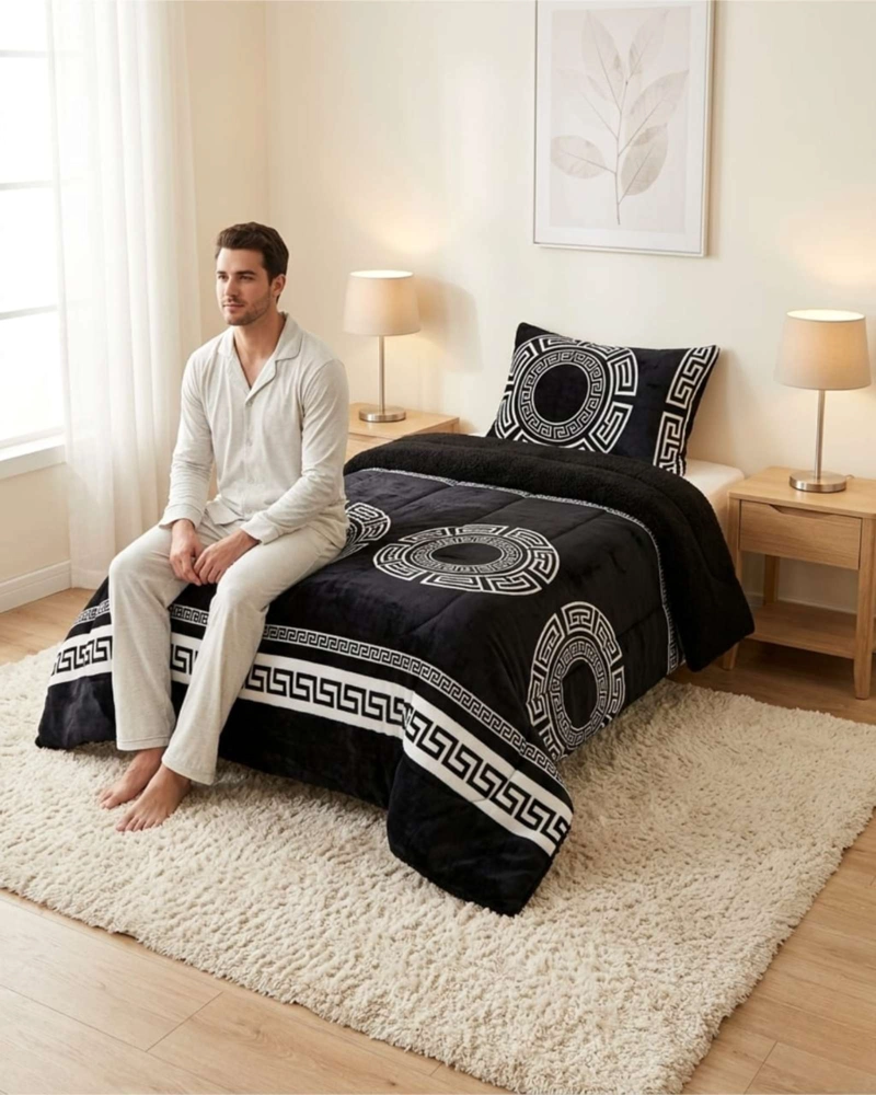 CUBRECAMA PLUSH CON CHIPORRO PLAZA Y MEDIA DISEÑO PREMIUM - 4