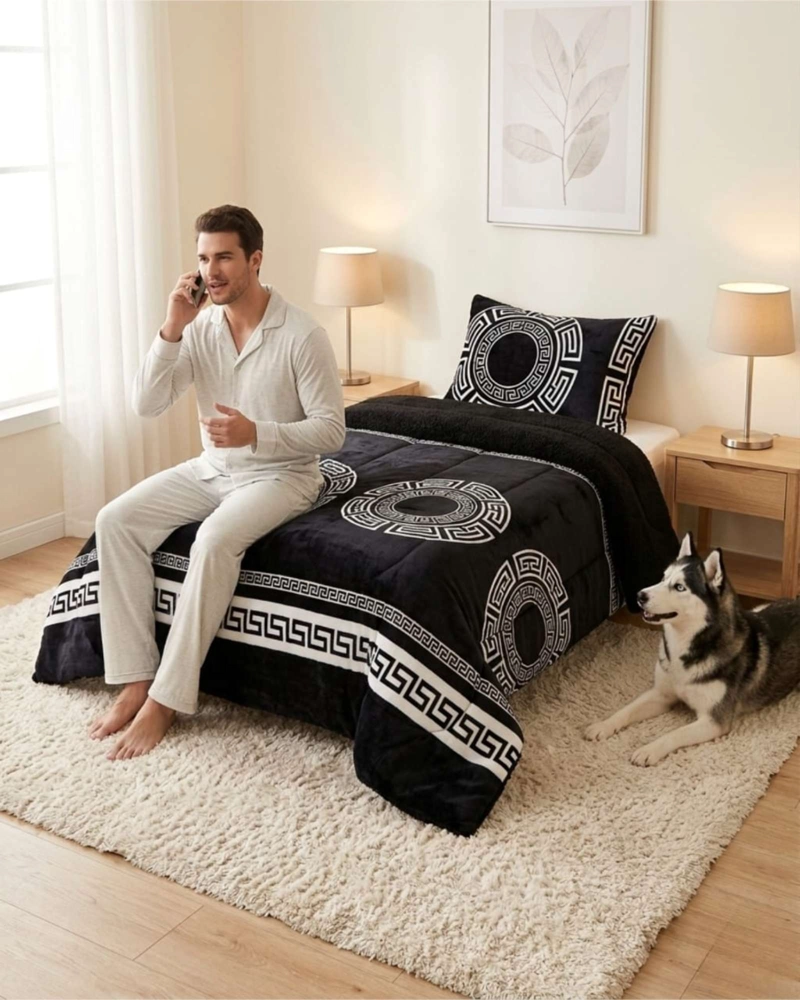 CUBRECAMA PLUSH CON CHIPORRO PLAZA Y MEDIA DISEÑO PREMIUM - 6