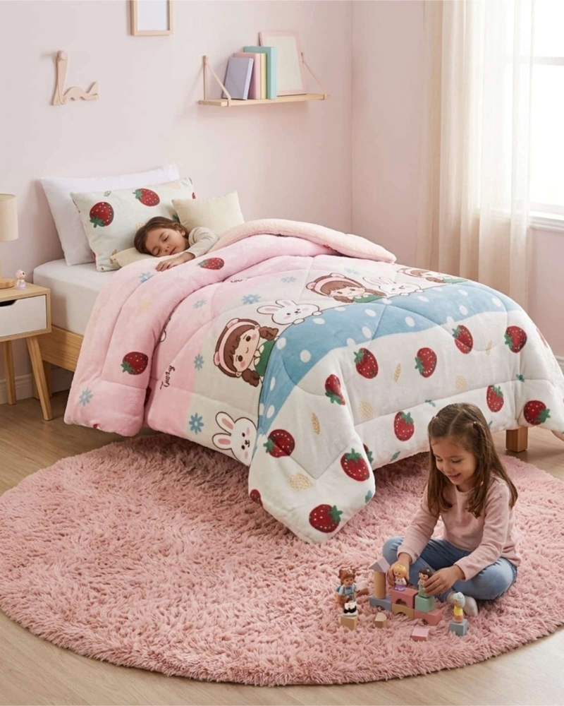 CUBRECAMA PLUSH CON CHIPORRO PLAZA Y MEDIA DISEÑO PREMIUM - 2