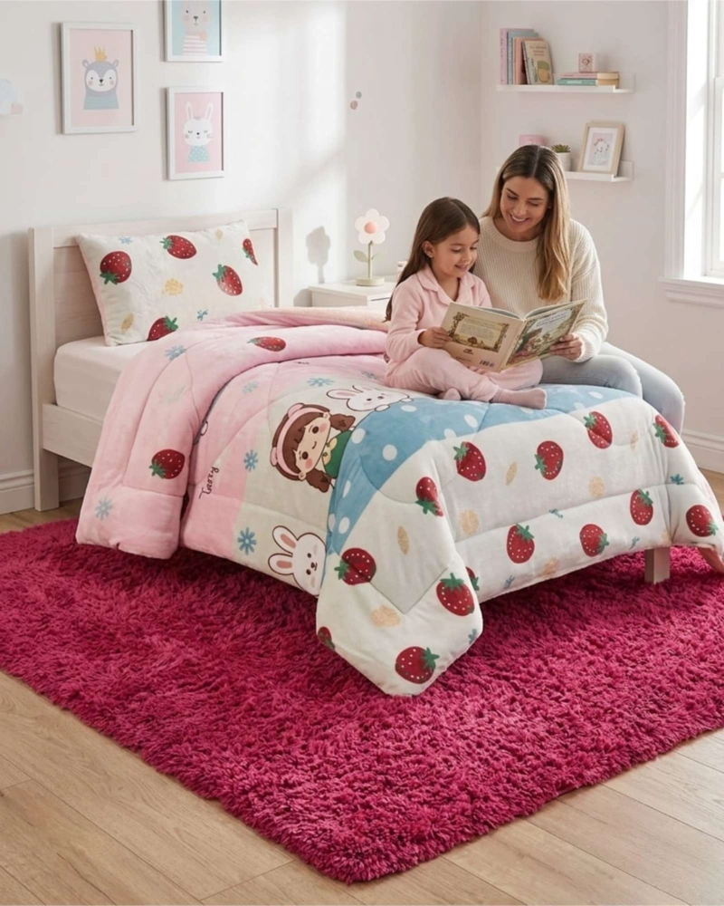 CUBRECAMA PLUSH CON CHIPORRO PLAZA Y MEDIA DISEÑO PREMIUM - 3