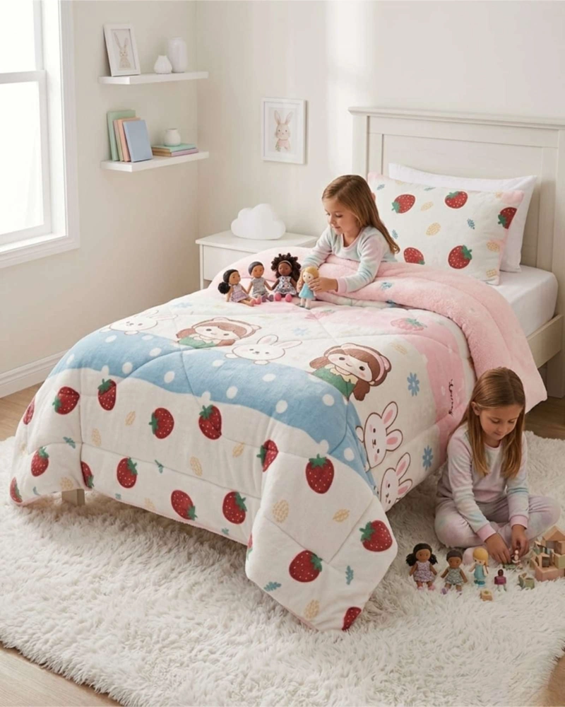 CUBRECAMA PLUSH CON CHIPORRO PLAZA Y MEDIA DISEÑO PREMIUM - 4