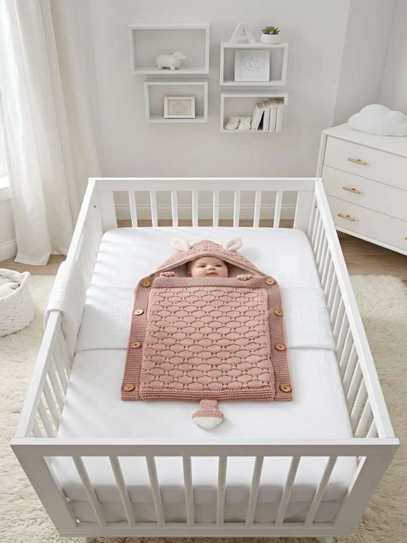 SACO DE DORMIR PARA BEBE CON CAPOTA Y FORRO CALIDO TEJIDO - 1