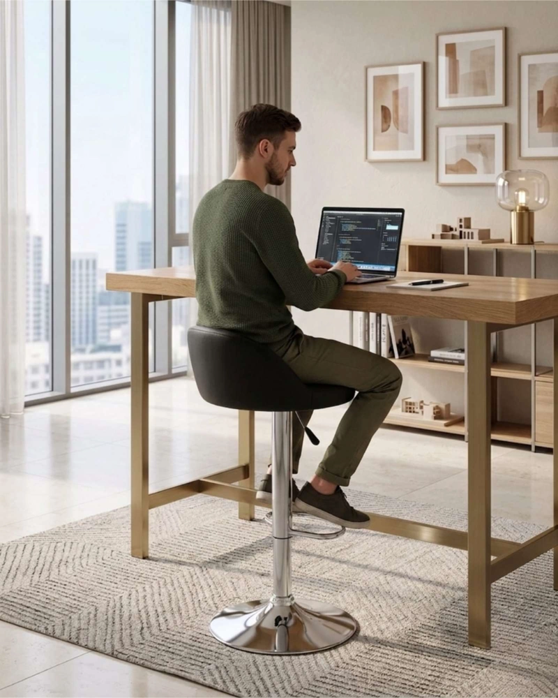 SILLA DE BAR ERGONOMICA AJUSTABLE CON APOYAPIE S - 2