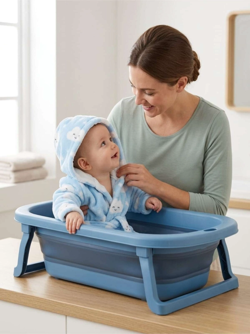 BATA DE BAÑO BEBE  CON CAPUCHA DISEÑOS NIÑA Y NIÑO - 6