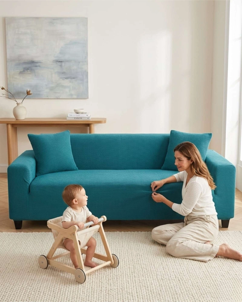 FUNDA DE SOFA 4 CUERPOS TELA CUADRILLE DE ELASTICO PREMIUM - 3