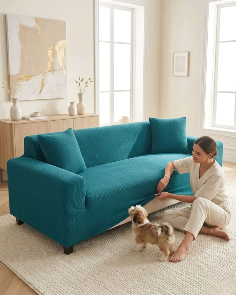 FUNDA DE SOFA 4 CUERPOS TELA CUADRILLE DE ELASTICO PREMIUM - 5