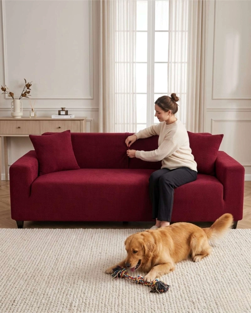FUNDA DE SOFA 4 CUERPOS TELA CUADRILLE DE ELASTICO PREMIUM - 3