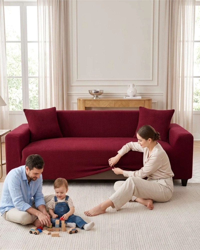 FUNDA DE SOFA 4 CUERPOS TELA CUADRILLE DE ELASTICO PREMIUM - 5