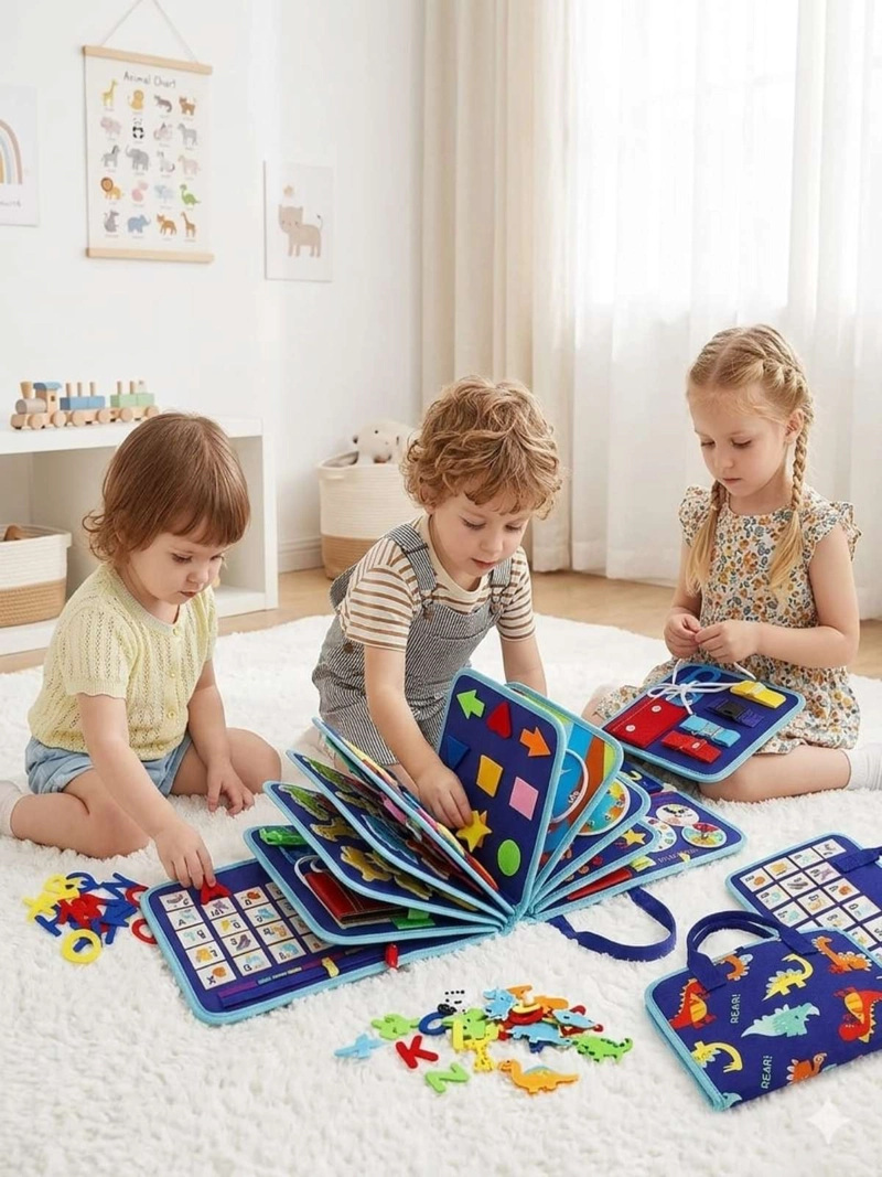 LIBRO SENSORIAL CON TABLERO DE ACTIVIDADES MOTRICIDAD FINA - 5