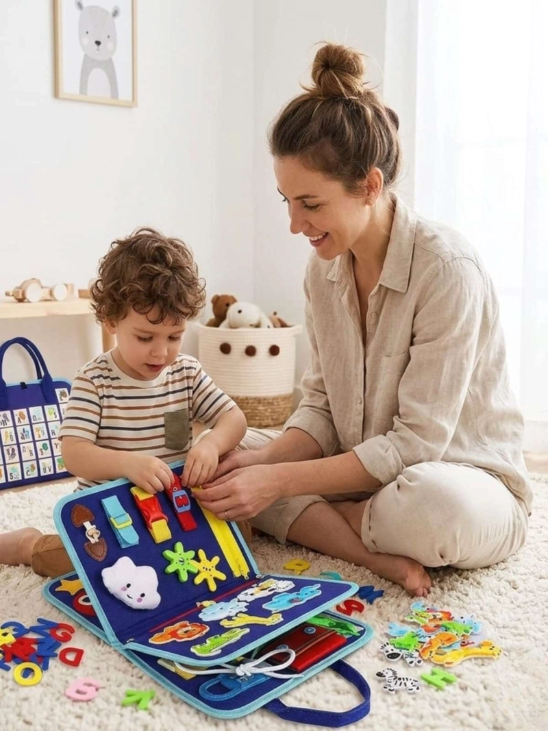 LIBRO SENSORIAL CON TABLERO DE ACTIVIDADES MOTRICIDAD FINA - 7