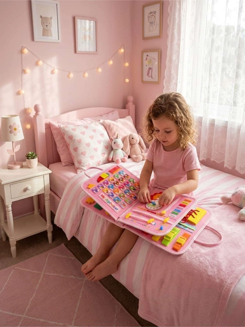 LIBRO SENSORIAL CON TABLERO DE ACTIVIDADES MOTRICIDAD FINA - 1