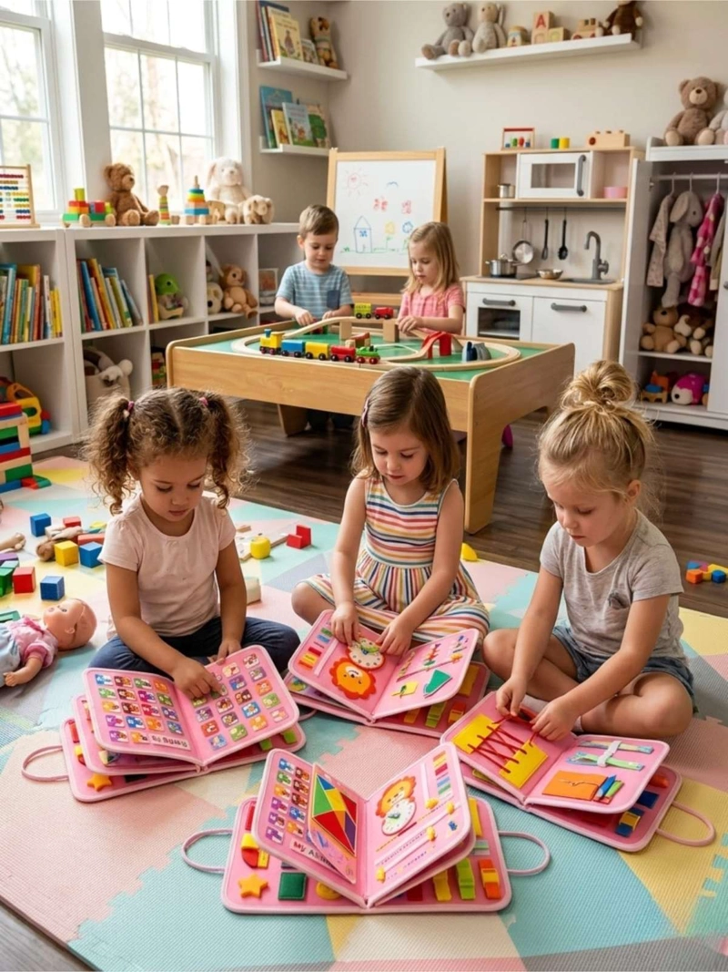 LIBRO SENSORIAL CON TABLERO DE ACTIVIDADES MOTRICIDAD FINA - 4