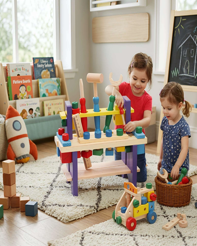 BANCO DE HERRAMIENTAS DE MADERA DIDACTICO MONTESSORI PARA NIÑOS - 1
