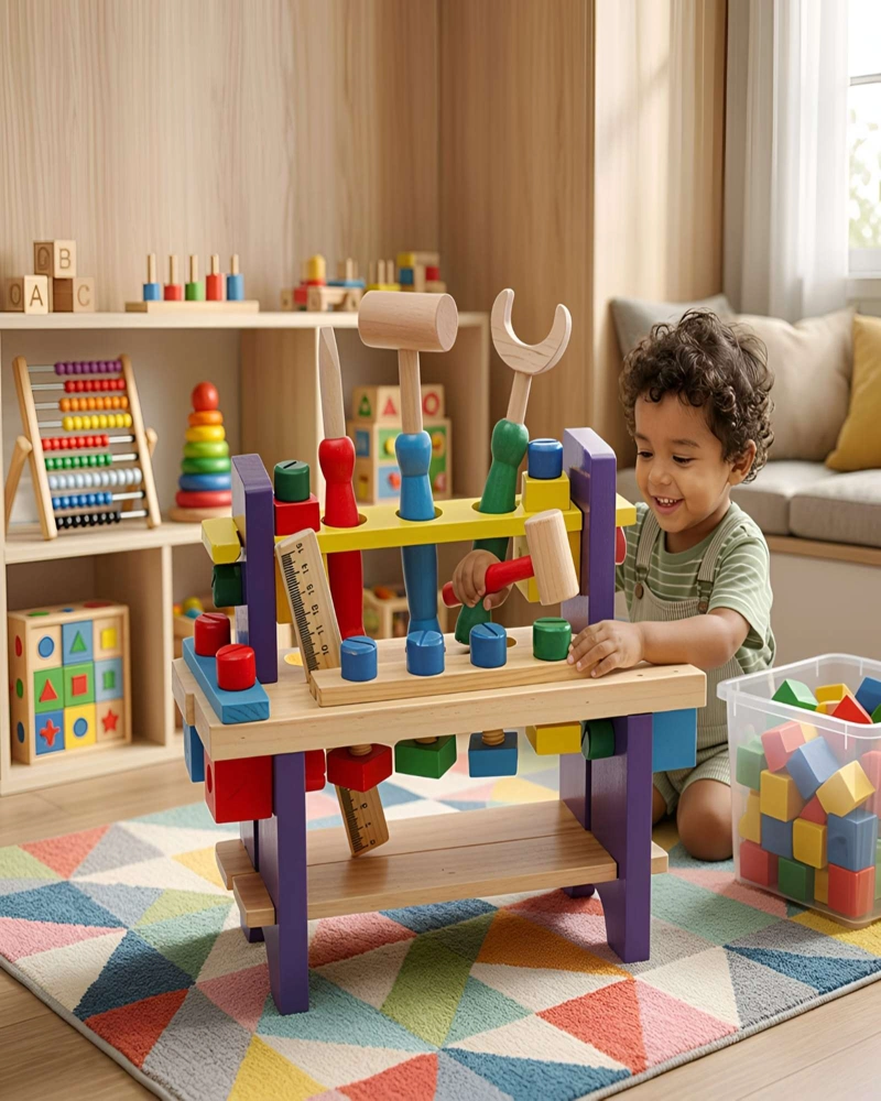 BANCO DE HERRAMIENTAS DE MADERA DIDACTICO MONTESSORI PARA NIÑOS - 2
