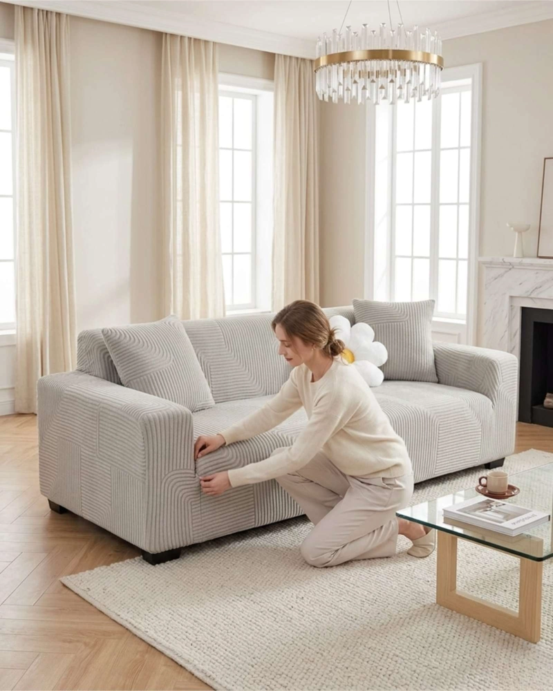 FUNDA DE SOFA 4 CUERPOS TELA POLAR ELASTICO SUAVE - 1