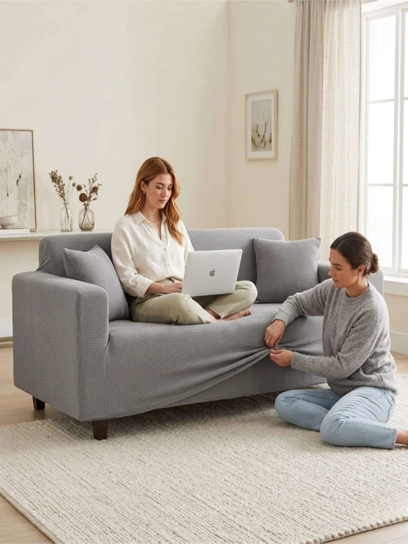 FUNDA DE SOFA ELASTICA CUADRILLE : RENUEVA TU LIVING EN MINUTOS (4 CUERPOS) - 5