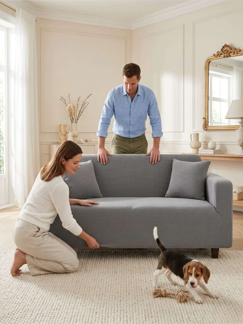 FUNDA DE SOFA ELASTICA CUADRILLE : RENUEVA TU LIVING EN MINUTOS (4 CUERPOS) - 7