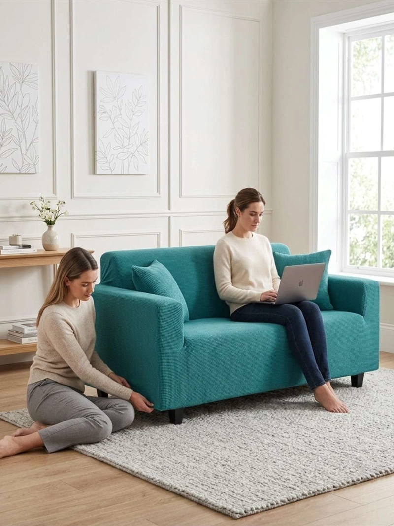 FUNDA DE SOFA ELASTICA CUADRILLE : RENUEVA TU LIVING EN MINUTOS (3 CUERPOS) - 1