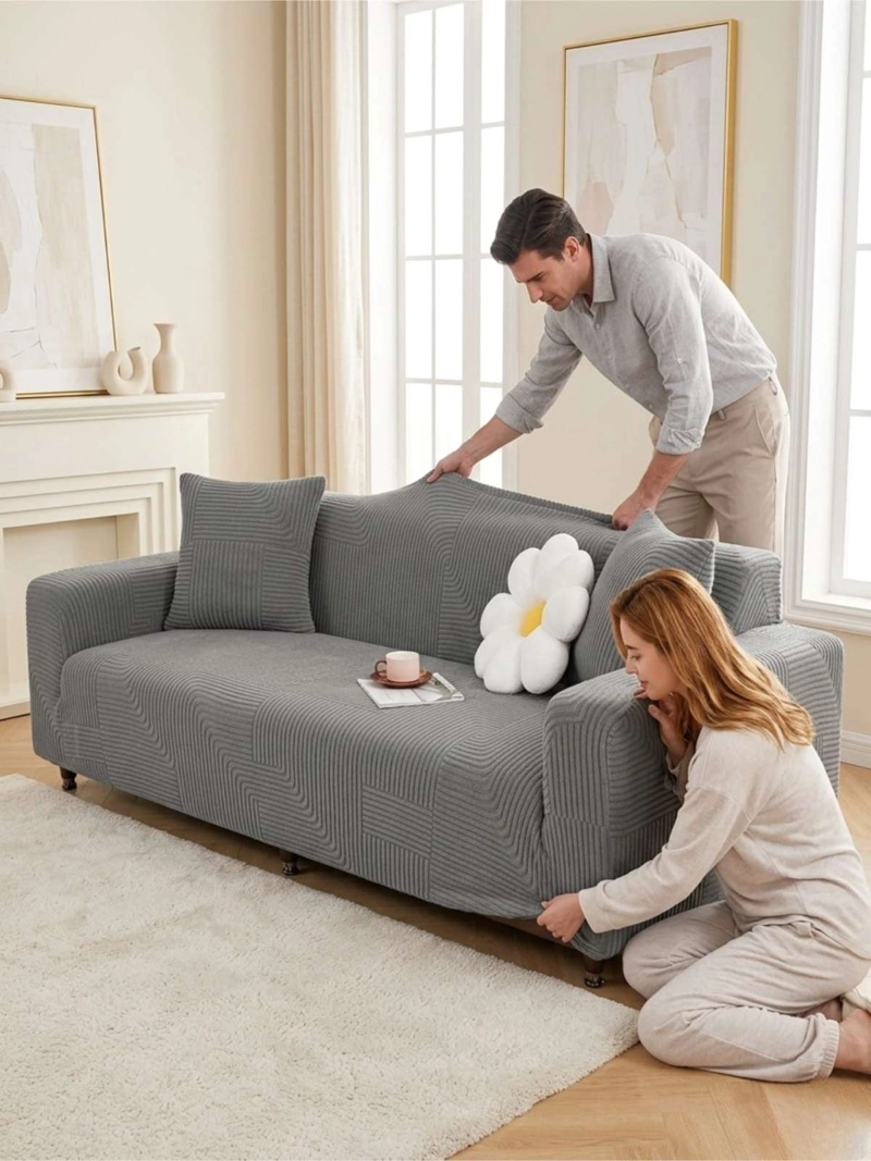 FUNDA DE SOFA ELASTICA CUADRILLE : RENUEVA TU LIVING EN MINUTOS (3 CUERPOS) - 7
