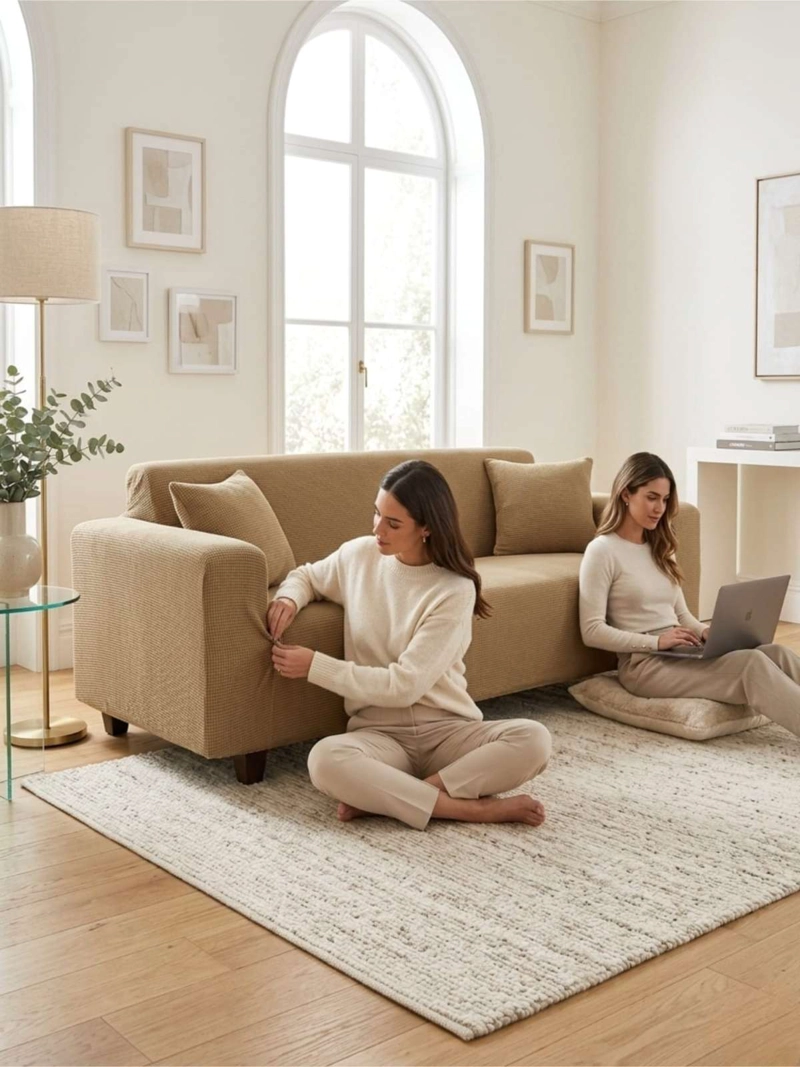 FUNDA DE SOFA ELASTICA CUADRILLE : RENUEVA TU LIVING EN MINUTOS (3 CUERPOS) - 2