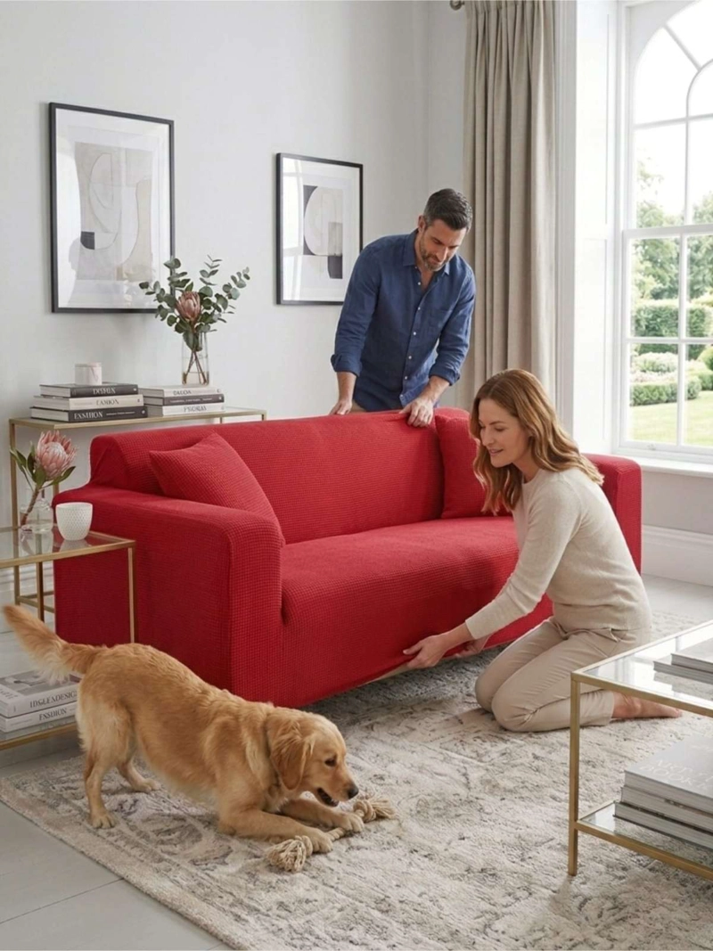 FUNDA DE SOFA ELASTICA CUADRILLE : RENUEVA TU LIVING EN MINUTOS (1 CUERPO) - 7