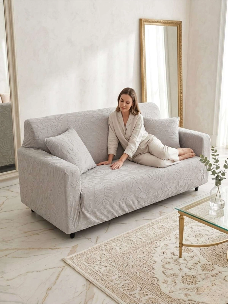 FUNDA DE SOFA JACQUARD TEXTURIZADA ELEGANCIA Y PROTECCION 2  CUERPO - 1